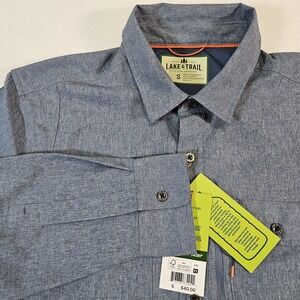 Lake & Trail Shirt Mens Small S‎ Blue Long Sleeve Button Down